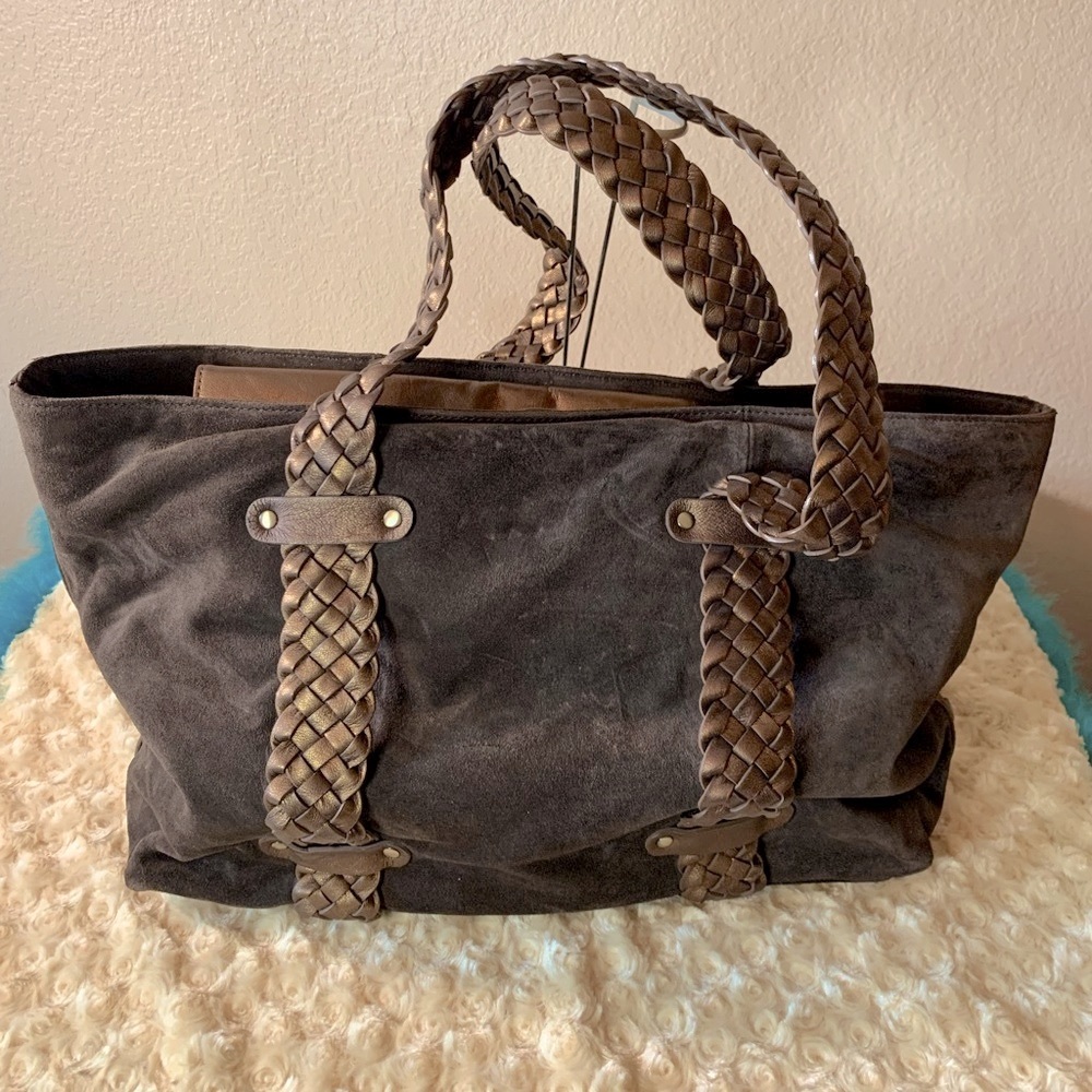 Donald J Pliner Expresso Sport Suede Ant Metallic Shoulder Purse